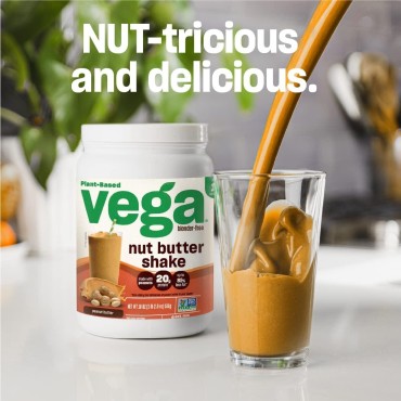 Vega Nut Butter Shake, Peanut Butter - Vegan Protein Powder, 20g Protein, Real Food Ingredients, No Added Sugar, 1.36 lbs