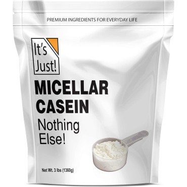 It's Just! - 100% Casein Protein Powder, Made in USA, One Ingredient, Slow Burning, Time Release, 6.9g BCAAs, 1g Carb, Non-GMO (Unflavored, 3lbs/48oz)