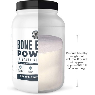 Bone Broth Protein Powder – Pure Grass-Fed Beef Bone Broth, Unflavored with Natural Collagen, Glucosamine & Gelatin – Paleo & Keto-Friendly, Non-GMO, Dairy-Free for Gut Health & Joint Support 32oz