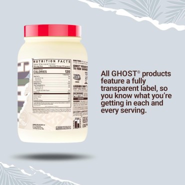 GHOST Vegan Protein Powder, Coconut Ice Cream - 2LB Tub, 20G of Protein - Plant-Based Pea, Organic Pumpkin & Watermelon Seed Protein Blend - ­Flavored Post Workout Shakes - Soy & Gluten Free