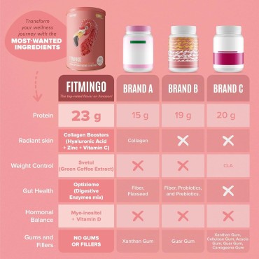 BIRDMAN Fitmingo Vegan Protein Powder with Inositol, Collagen Boosters, Hyaluronic Acid and Vitamins | Low Carb, Dairy Free, Low Calorie | 23g Plant Based Vanilla Protein Powder with Myo-Inositol