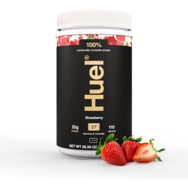 Huel Vegan Protein Powder | Strawberry | Complete Nutrition | 20g Protein, 27 Vitamins and Minerals, 100% Plant-Based, Gluten Free, Non-GMO, Lactose Free | 26 Servings