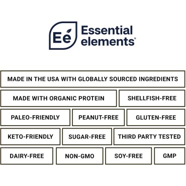 Essential Elements Organic Pea Protein Powder - Very Vanilla | Low-carb Plant-Based Vegan Blend - Keto-Friendly and Gluten-Free | 20 Servings, 18oz