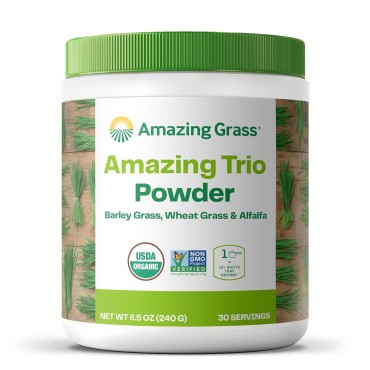 Amazing Grass Greens Trio: Greens Powder with Wheatgrass, Alfalfa, & Barley Grass, Rich Source of Chlorophyll, 30 Servings