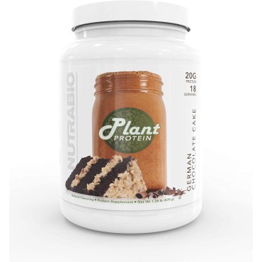 NutraBio Plant Protein – Complete Amino Acid Profile – 20G of Protein per Scoop – Gluten and Dairy Free, Zero Fillers, Naturally Sweetened, Non-GMO, USA Made Protein Powder - German Chocolate Cake