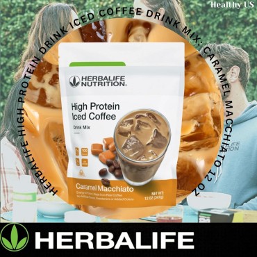 HERBALIFE NUTRITION High Protein Iced Coffee Drink Mix: (Caramel Macchiato 12 oz 347g) Energy and Protein, Made From Real Coffee, Low fat c