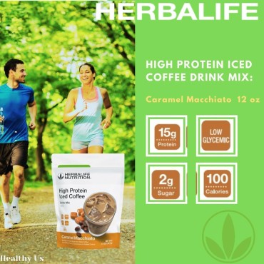 HERBALIFE NUTRITION High Protein Iced Coffee Drink Mix: (Caramel Macchiato 12 oz 347g) Energy and Protein, Made From Real Coffee, Low fat c