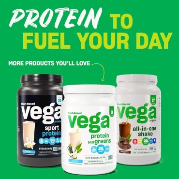 Vega Original Protein Powder, Creamy Vanilla Plant Based Protein Drink Mix for Water, Milk and Smoothies, 32.5 oz