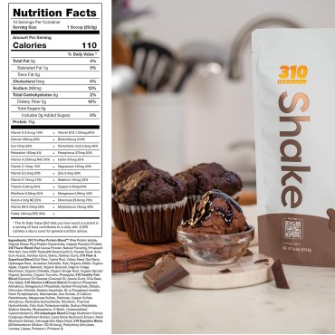 310 Nutrition – All-In-One Meal Replacement Shake with Shaker Cup - New Formula with Fiber Rich Vegan Superfood Blend - Natural Sweeteners - Low Carb Shake, Keto & Paleo Friendly - Gluten Free - 26 Essential Vitamins & Minerals -Chocolate Bliss - 14 Servi