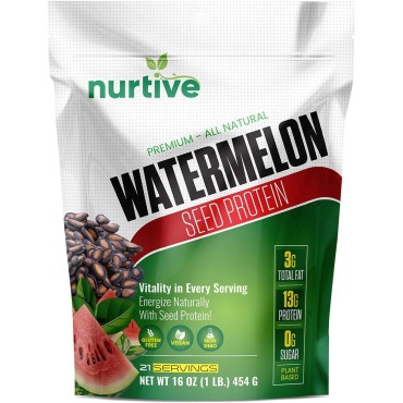 Watermelon Seed Protein Powder - Plant-Based Protein Enriched with Magnesium, Iron, and Antioxidants - Ideal for Post-Workout Recovery & Sustainable Nutrition - 21 Servings (16 oz / 454g)