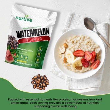 Watermelon Seed Protein Powder - Plant-Based Protein Enriched with Magnesium, Iron, and Antioxidants - Ideal for Post-Workout Recovery & Sustainable Nutrition - 21 Servings (16 oz / 454g)