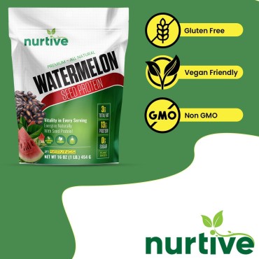 Watermelon Seed Protein Powder - Plant-Based Protein Enriched with Magnesium, Iron, and Antioxidants - Ideal for Post-Workout Recovery & Sustainable Nutrition - 21 Servings (16 oz / 454g)