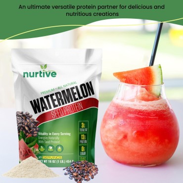 Watermelon Seed Protein Powder - Plant-Based Protein Enriched with Magnesium, Iron, and Antioxidants - Ideal for Post-Workout Recovery & Sustainable Nutrition - 21 Servings (16 oz / 454g)