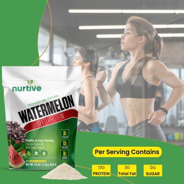 Watermelon Seed Protein Powder - Plant-Based Protein Enriched with Magnesium, Iron, and Antioxidants - Ideal for Post-Workout Recovery & Sustainable Nutrition - 21 Servings (16 oz / 454g)