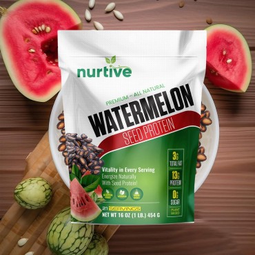 Watermelon Seed Protein Powder - Plant-Based Protein Enriched with Magnesium, Iron, and Antioxidants - Ideal for Post-Workout Recovery & Sustainable Nutrition - 21 Servings (16 oz / 454g)