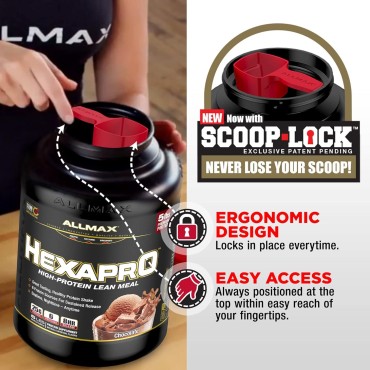 ALLMAX HEXAPRO, Chocolate - 5 lb - 25 Grams of Protein Per Serving - 8-Hour Sustained Release - Zero Sugar - 52 Servings