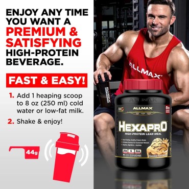 ALLMAX HEXAPRO, Chocolate - 5 lb - 25 Grams of Protein Per Serving - 8-Hour Sustained Release - Zero Sugar - 52 Servings