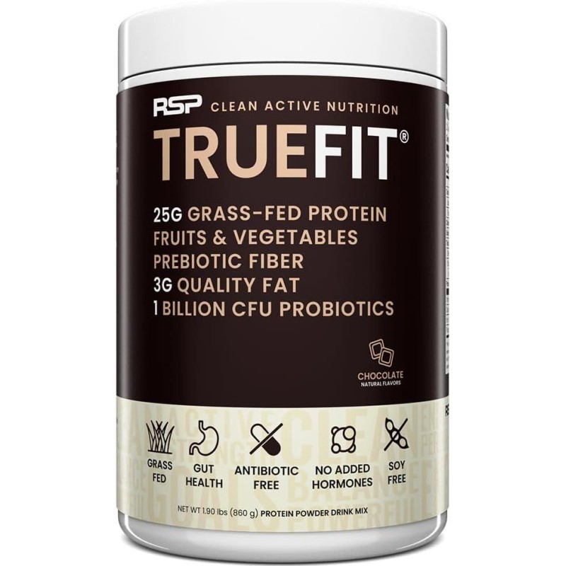 TrueFit Gut Healthy Protein Powder, Grass-Fed Whey Meal Replacement Shake with Prebiotics, Probiotics, & Organic Superfoods, Keto Friendly, Gluten Free