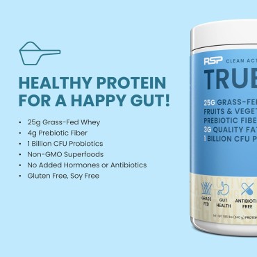 TrueFit Gut Healthy Protein Powder, Grass-Fed Whey Meal Replacement Shake with Prebiotics, Probiotics, & Organic Superfoods, Keto Friendly, Gluten Free