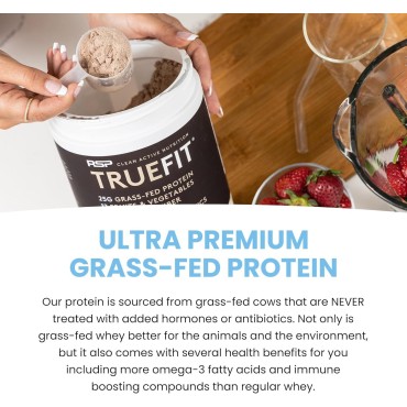 TrueFit Gut Healthy Protein Powder, Grass-Fed Whey Meal Replacement Shake with Prebiotics, Probiotics, & Organic Superfoods, Keto Friendly, Gluten Free