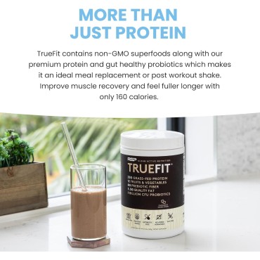 TrueFit Gut Healthy Protein Powder, Grass-Fed Whey Meal Replacement Shake with Prebiotics, Probiotics, & Organic Superfoods, Keto Friendly, Gluten Free