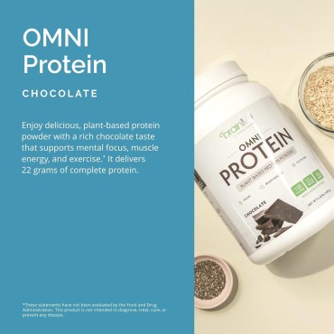 BRAINMD Dr Amen Omni Protein Chocolate - 2.38 lbs - Plant-Based Protein Powder - Promotes Energy & Exercise Recovery - Vegan, Vegetarian, Sugar Free, Gluten Free - 30 Servings