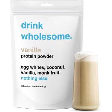 drink wholesome Vanilla Egg White Protein Powder | for Sensitive Stomachs | Easy to Digest | Gut Friendly | No Bloating | Dairy Free Protein Powder | Lactose Free Protein Powder | 1.03 lb