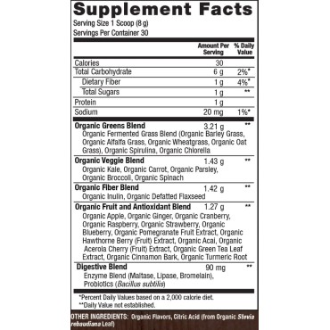 PlantFusion Fruitful Super Greens Powder - Fermented Juice Powder Blend with Digestive Enzymes Probiotics & Prebiotic Fiber - Organic, Non-GMO, Vegan, Gluten-Free - 8.46 oz 30 Servings