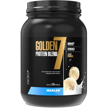 Maxler Golden 7 Protein Blend - Protein Powder for Muscle Gain & Recovery - Vanilla Protein Powder 2 lb