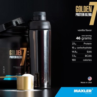 Maxler Golden 7 Protein Blend - Protein Powder for Muscle Gain & Recovery - Vanilla Protein Powder 2 lb