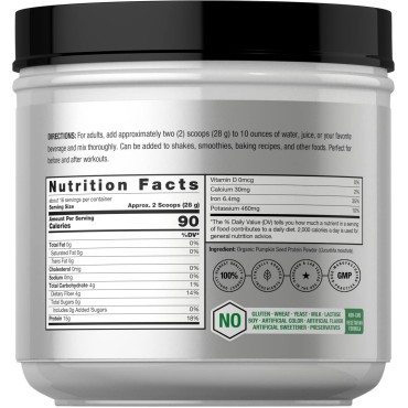 Horbäach Pumpkin Seed Protein Powder Organic | 16 oz | Vegetarian, Gluten Free, and Non-GMO Formula | Keto and Paleo Supplement | 15g of Protein Per Serving