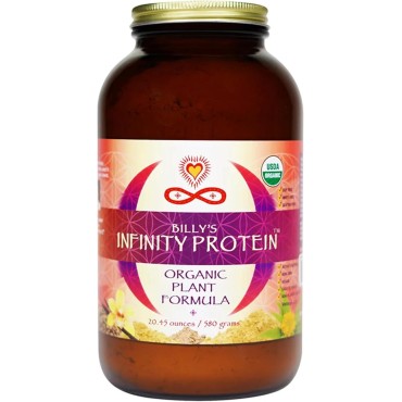 Infinity Organic Plant Based Protein Powder | Organic Hemp Protein Powder + Brown Rice Protein Powder with Enzymes & Prickly Pear Nopal Cactus | Vegan, Sugar Free, Soy Free, Whey Free, Non GMO (580g)