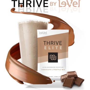 Le-Vel Thrive Elite Chocolate Lifestyle Mix | Protein Shake for Men & Women | Gluten Free Chocolate Protein Powder | High Calorie Protein Shake | 16 Packets (Single Serves)